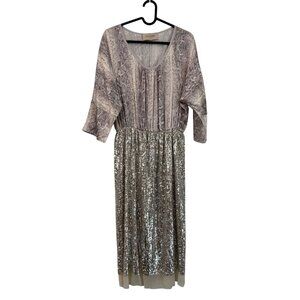 Loyd Ford Palm Springs Snake Print Sequin Skirt Fit Flare Dress Womens Size 4